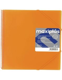 Carpeta 40 Fundas Espiral Maxiplás Pp Traslúcidos Con Sobre A4 Naranja