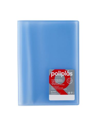 Carpeta 10 Fundas   Poliplás Traslúcidos A4 Azul Soft