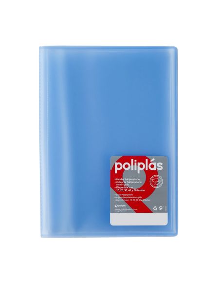 Carpeta 10 Fundas   Poliplás Traslúcidos A4 Azul Soft