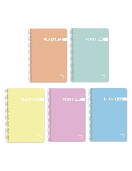 Cuaderno Espiral Folio 80H 90Gr, Cuad. 4X4 Margen. Color Pastel