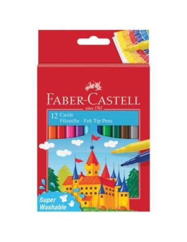Estuche 12 Rotuladores Escolares Faber Castell Punta De Fibra [B-6-3]