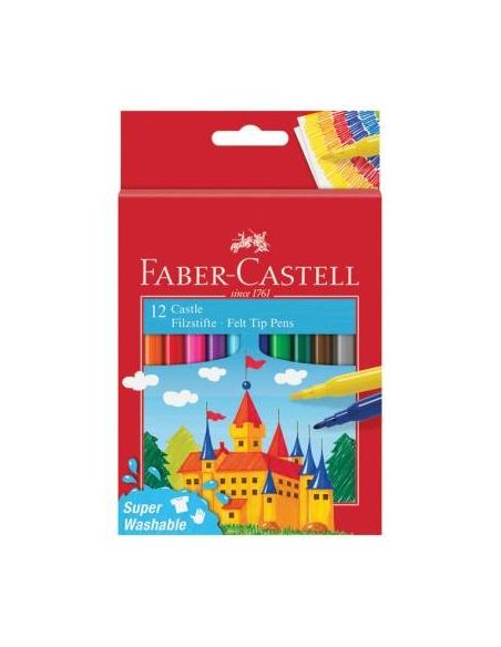 Estuche 12 Rotuladores Escolares Faber Castell Punta De Fibra [B-6-3]