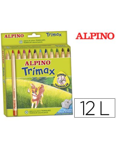 Lapices De Colores Alpino Trimax Caja De 12 Colores Surtidos